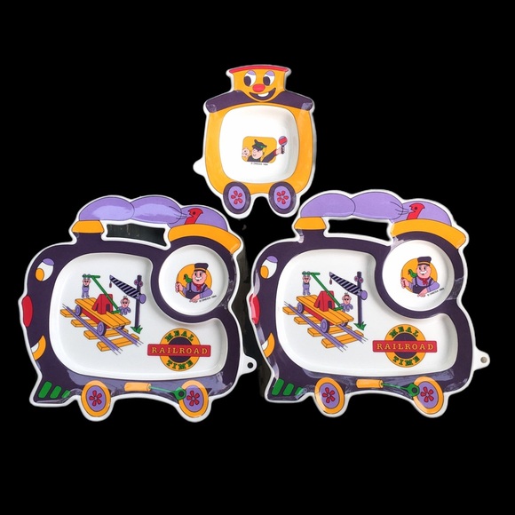Oneida Other - Oneida Melamine Childrens Meal Plate Set of 3 Railroad Choo Choo Train Vtg 1994